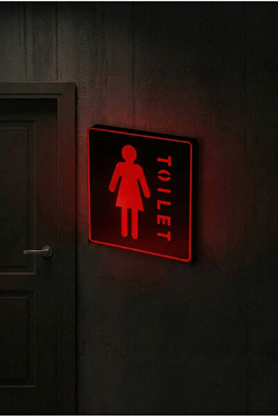 Grand City Media لوحة إرشادية مضيئة Toilet ألومنيوم - تصميم مودرن (11×11 سم)