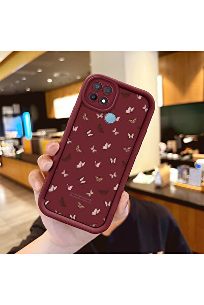 ucuc Oppo A15/A15S Uyumlu Darbeye Dayanıklı Kamera Korumalı Bordo Silikon Bas...