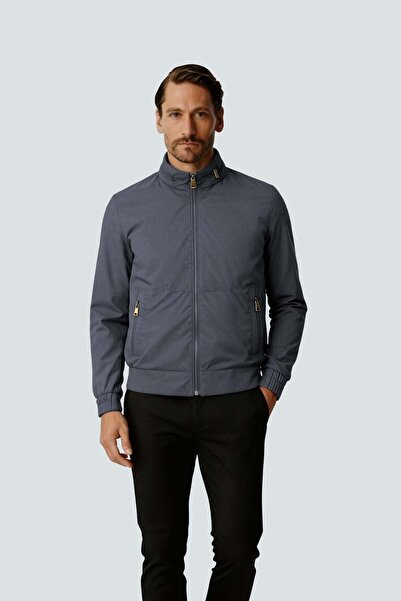 İgs Blue Modern Men's Bomber Coat
