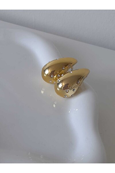 Bubbleatelier Gold Botte Taş Detay Küpe