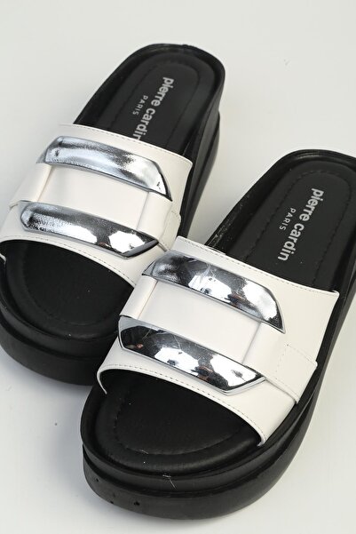 Pierre Cardin Λευκές γυναικείες παντόφλες με τακούνι PC-7859