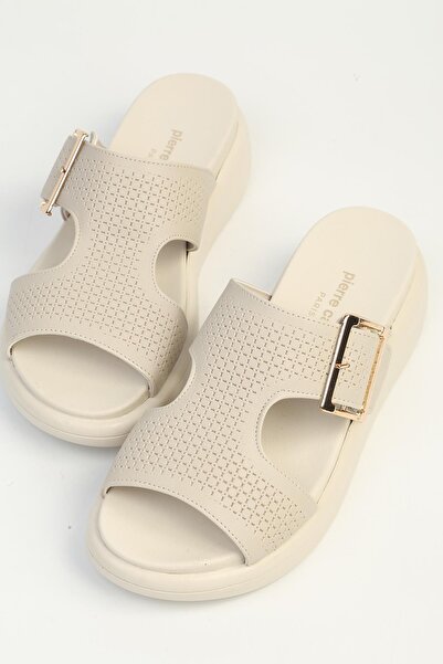 Pierre Cardin Κρεμ γυναικείες παντόφλες PC-7804