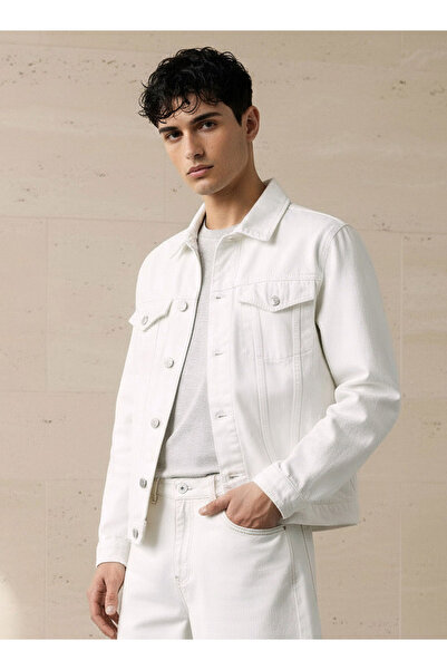 Lee Cooper جاكيت دينيم للرجال بقصة عادية وجيوب علوية