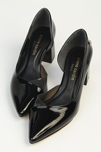 Pierre Cardin Μαύρα λουστρίνια γυναικεία παπούτσια με τακούνι PC-7823