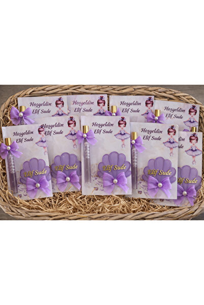 Defne 10 adet mor kuşe kağıt üzeri kolonya ve mıknatıslı Pleksi detaylı Magne...