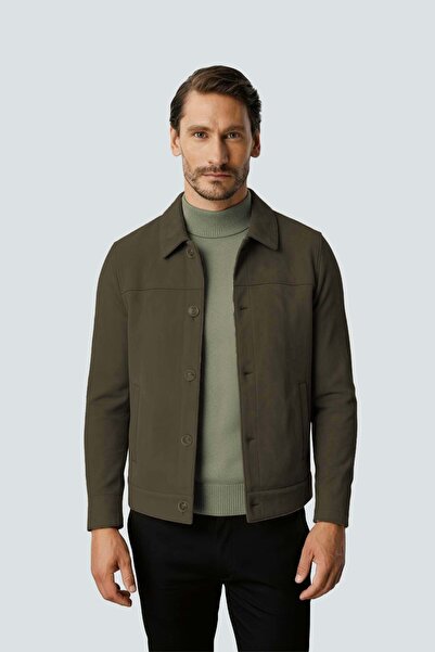 İgs Khaki Suede Look Men's Coat |   Modern City Style