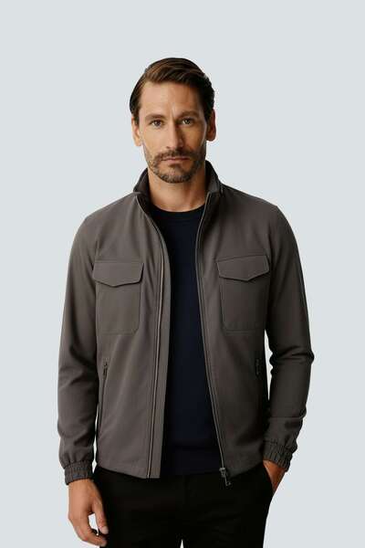 İgs Gray Hooded Men's Coat – Modern Cut