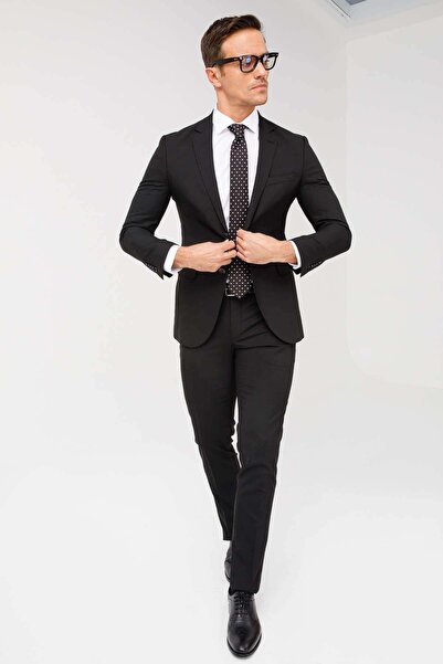 İgs Men's Black Slim Fit Classic Suit