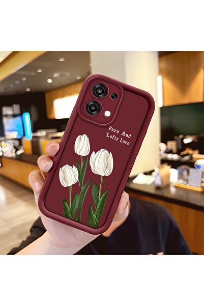 ucuc Oppo A6 Pro 4G/5G Uyumlu Darbeye Dayanıklı Kamera Korumalı Bordo Silikon...