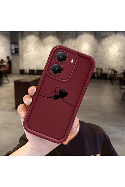 ucuc Poco X7 Pro Uyumlu Darbeye Dayanıklı Kamera Korumalı Bordo Silikon Baskı...
