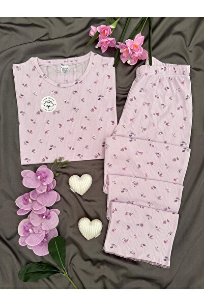 Lena Homewears Γυναικείο σετ πιτζάμες με κοντά μανίκια από 100% βαμβάκι που α...