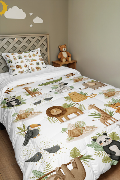 EVPANYA Παπλώματα και μαξιλαροθήκες με χαρούμενο σχέδιο δάσους