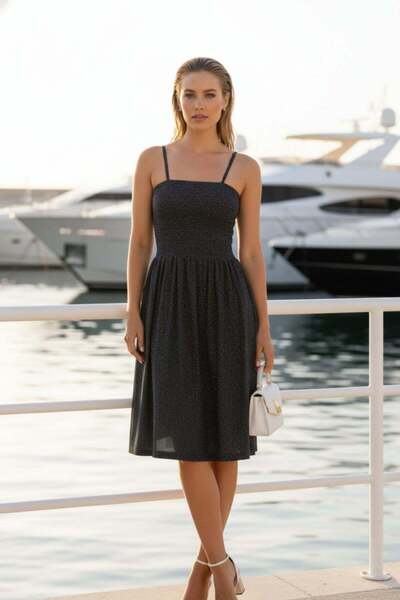 Mossta Gipeli Mini Single Jersey Dress with Rope Straps - Black
