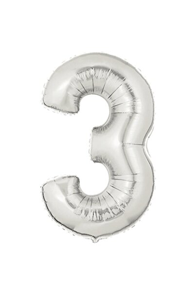Shop Carnaval Balon din folie, Numărul 3, Culoare argintie, 41 cm, 1 buc.