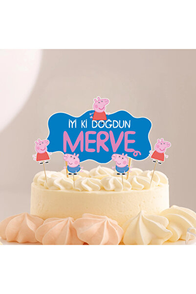Parti Evreni Kişiye Özel Peppa Pig Temalı Pasta Süsü Seti