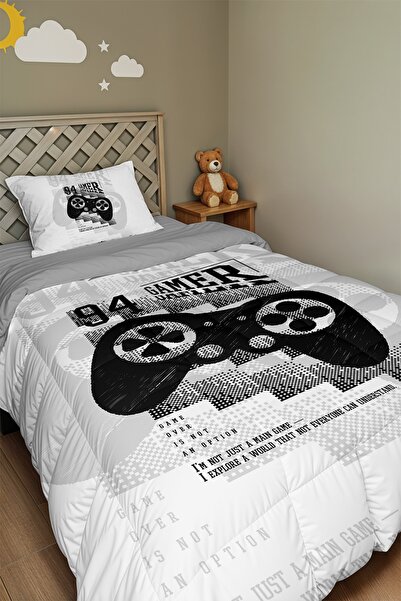 EVPANYA Παπλώματα και μαξιλαροθήκες με μονόχρωμο σχέδιο Legend Gamer