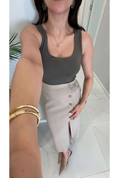 BİRCANÇİL Dlvin Nidrot Khaki Thick Strap Polyamide Undershirt