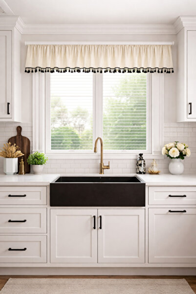 perde plus Μαύρη φούντα με λεπτομέρειες, κοντή κουρτίνα φόντου 1 τεμαχίου, τα...