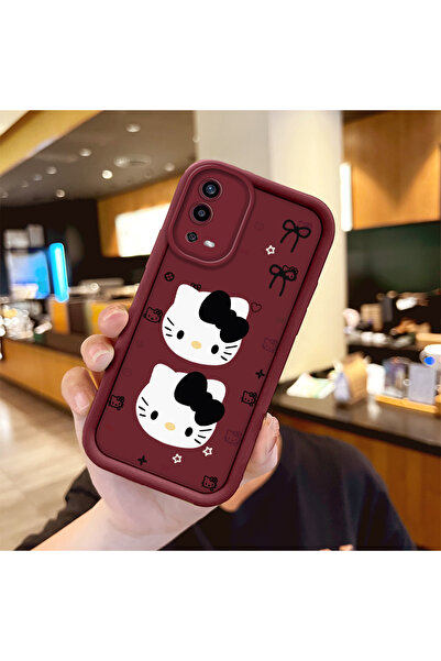 ucuc Oppo A55 4G Uyumlu Darbeye Dayanıklı Kamera Korumalı Bordo Silikon Baskı...