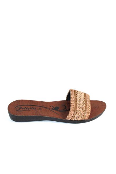 mm Women's slippers, beige, with low sole PP53-1-BEIGE