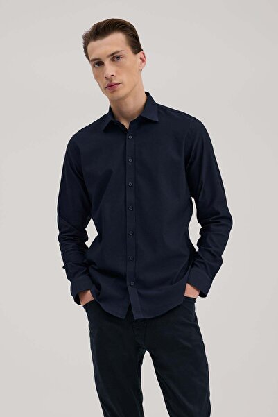 Jakamen Μπλουζάκι σε μπλε ναυτικό χρώμα Comfort Fit με κλασικό γιακά από βαμβ...