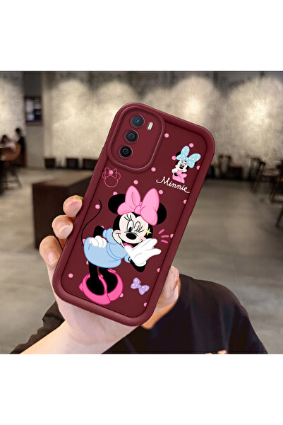ucuc Oppo A16/A16S Uyumlu Darbeye Dayanıklı Kamera Korumalı Bordo Silikon Bas...