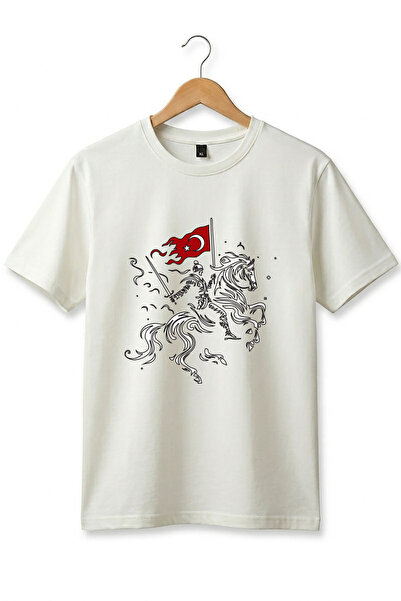 WİDİ Unisex Moon Star Τουρκική σημαία με σχέδιο ιπποβάτη με άλογο, τυπωμένο 1...