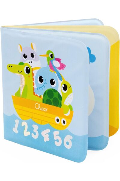 Chicco كتاب استحمام للأطفال، مصنوع من البلاستيك الناعم، لتعلم الأرقام والألوا...
