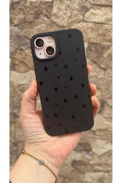 Vip Case iPhone 13/14 Uyumlu Mini Siyah Yıldız Desenli Silikon Darbe Emici Kl...