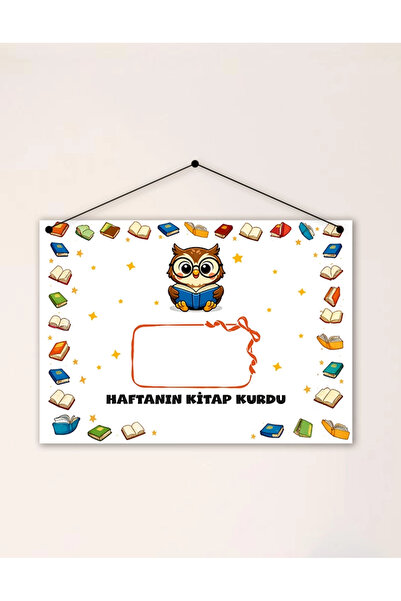 heptex Ahşap Üzeri Uv Baskı Yazsil Haftanın Kitap Kurdu Panosu