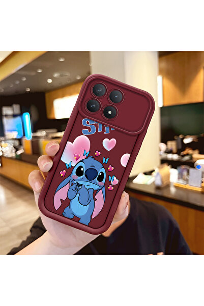 ucuc Poco F8 Pro 5G Uyumlu Darbeye Dayanıklı Kamera Korumalı Bordo Silikon Ba...