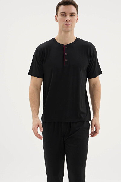 KLY Σετ ανδρικών πιτζάμες με κοντό μανίκι και γιακά με κουμπιά της New Season