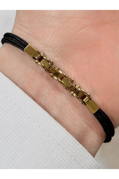 FERRO Yellow Steel and Leather Men's Bracelet Frj10177A-B 2 Year Warranty Gift Boxed