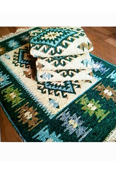 OMS Set of 4 double-sided rugs green E 60 x 90 cm