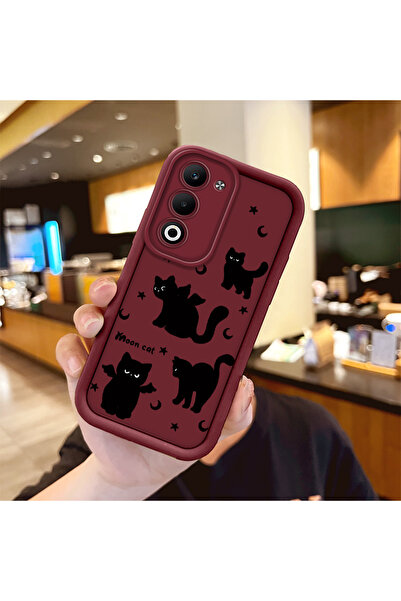 ucuc Oppo A5 4G/5G Uyumlu Darbeye Dayanıklı Kamera Korumalı Bordo Silikon Bas...