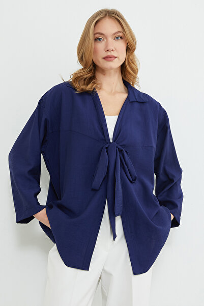 Fulla Moda Önden Bağlamalı Krinkıl Kimono
