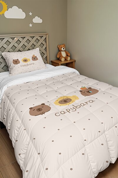 EVPANYA Τρεις γλυκές μονόστρωτες παπλώματα και μαξιλαροθήκες με σχέδιο καπιμπάρα