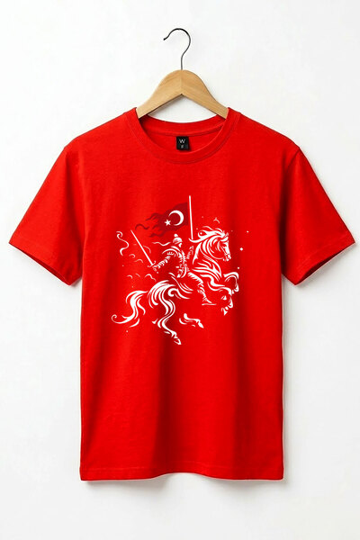 WİDİ Unisex Moon Star Τουρκική σημαία με σχέδιο ιπποβάτη με άλογο, τυπωμένο 1...