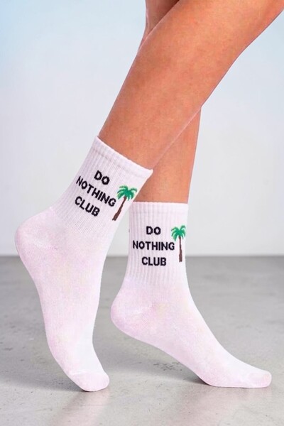 Esinti "Do Nothing Club" Themed Socks White Women's Men's Teen College Socks ...