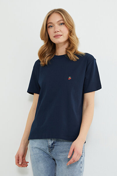 Fulla Moda Crew Neck T-Shirt with Cherry Accessories