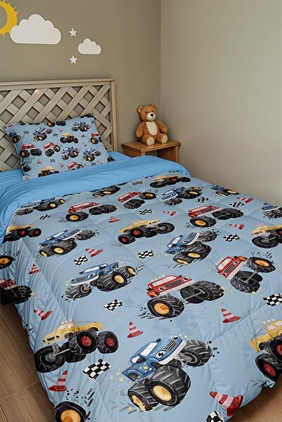 EVPANYA لحاف وغطاء وسادة ملونان بنمط الشاحنات