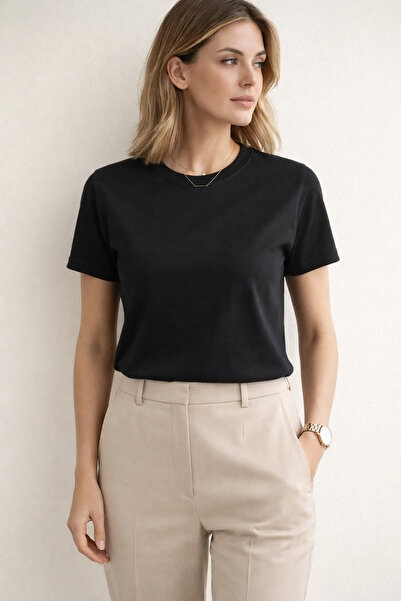 Polo State Γυναικείο μπλουζάκι Basic Crew Neck από βαμβάκι και λύκρα – Μαύρο