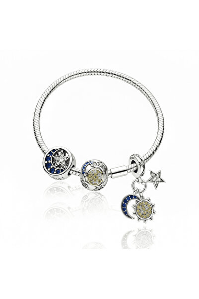Belora Κοσμικό Βραχιόλι με Γούρια Ήλιος & Σελήνη  "Αγάπη " 18εκ.