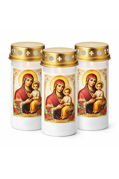 MC Micostore Σετ 3 πλαστικών κεριών με καπάκι, Παναγία, διάρκεια καύσης 50 ώρ...