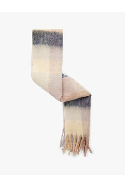 Koton Color Blocked Soft Textured Long Scarf with Tassels