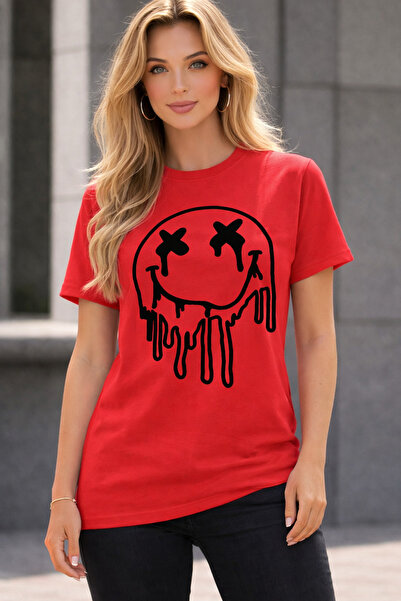VODEXA Tricou oversize unisex MELTING FACE imprimat 100% bumbac, croială conf...