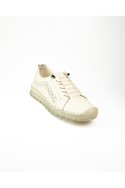 NOBLE 600 Μπεζ Δερμάτινα Γυναικεία Casual Παπούτσια