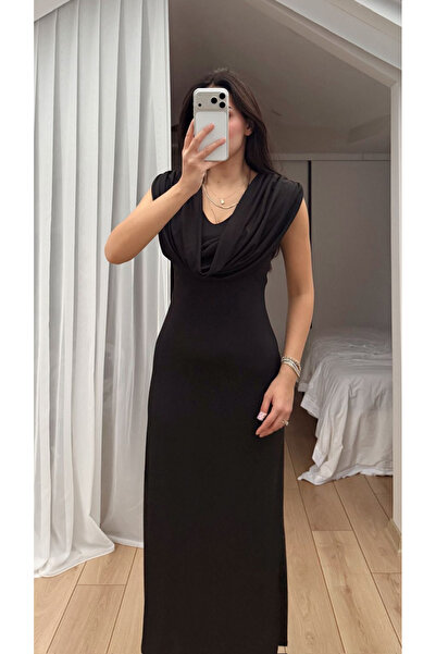 Sindimoda Lenal Degaje Yaka Midi Elbise 4542