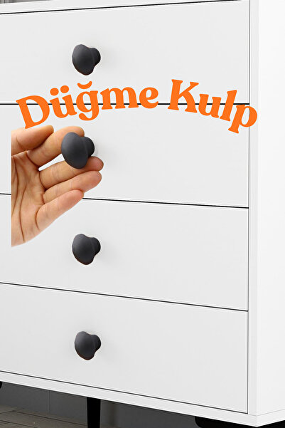 KAYRA LEATHER CRAFT KLC Mat Siyah Metal Düğme Kulp - Yuvarlak Mobilya, Mutfak...