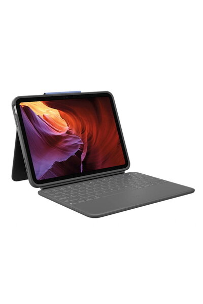 logitech Rugged Folio Keyboard Case with Smart Connector for iPad 10, US, Gray